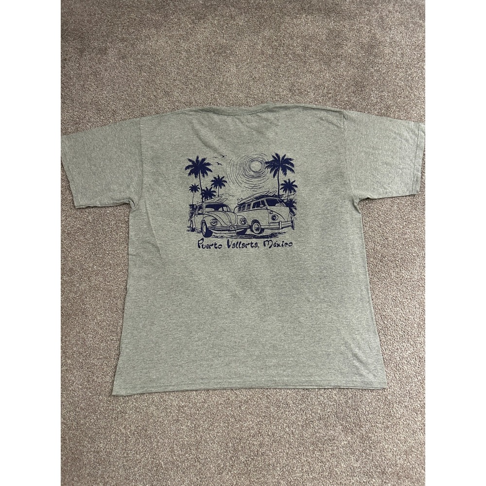 Alstyle Puerto Vallarta Mexico T-Shirt Mens XL Gray Excellent Surf Graphic Tee